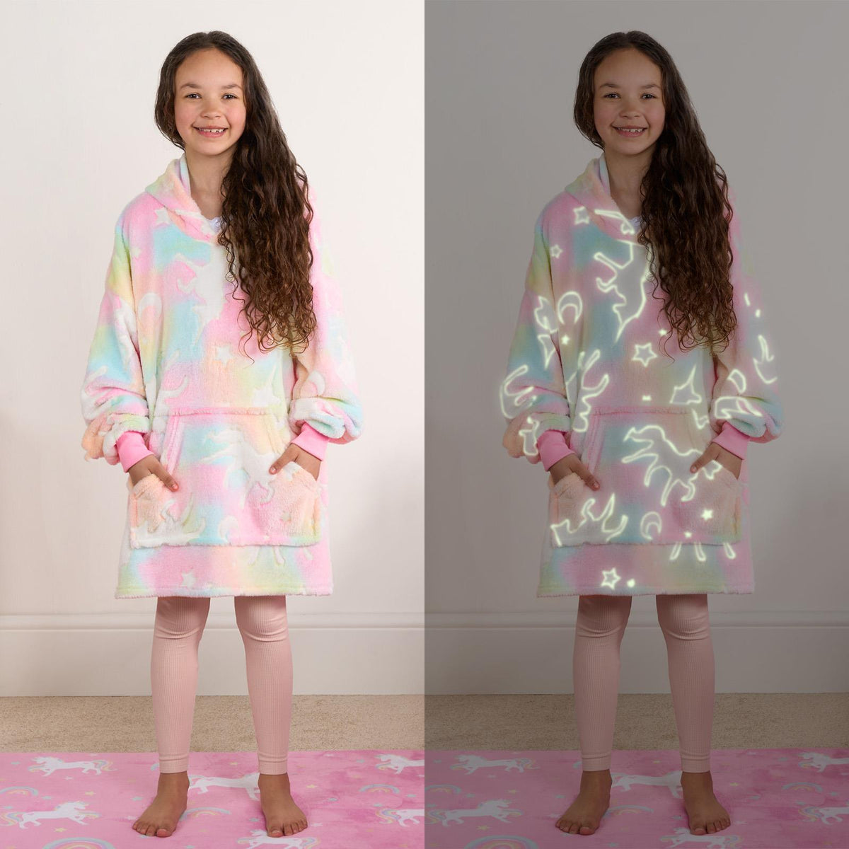 Kids Hoodie Blanket Oversized Sherpa Fleece Jumper Sweatshirt Soft Warm Throw
