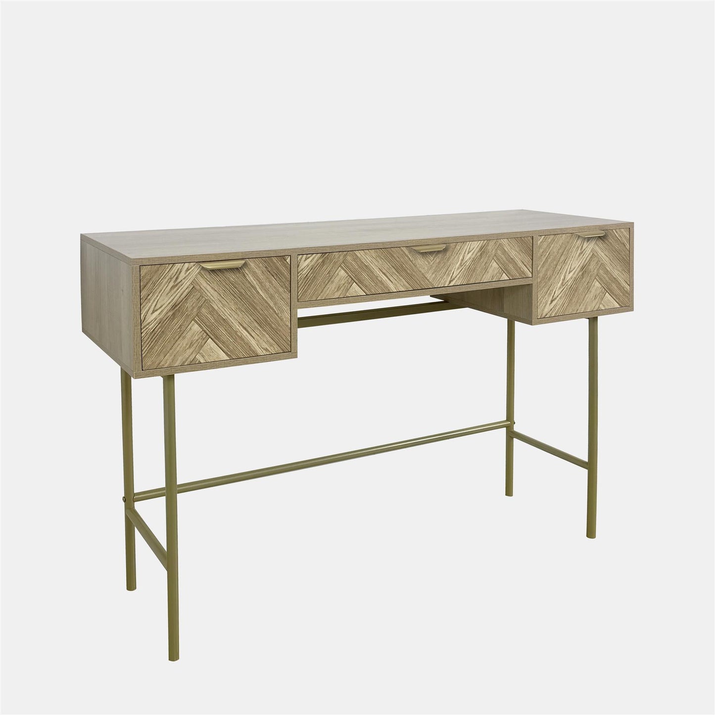 OHS Chevron Dressing Table Engineered Wood Makeup Vanity Desk with 3 Drawers