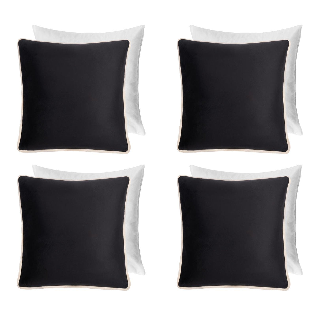 OHS Piped Edge Cushion Covers Matte Velvet Soft Luxury 2/4 Square Pillowcases