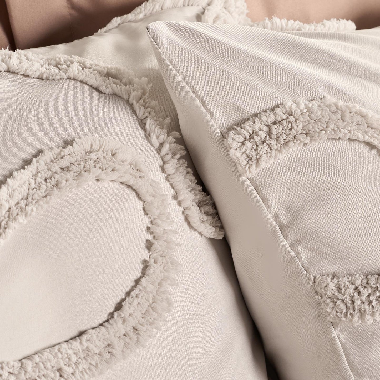 OHS Tufted Bow Bedding Set Soft Cosy Duvet Cover with Pillowcase