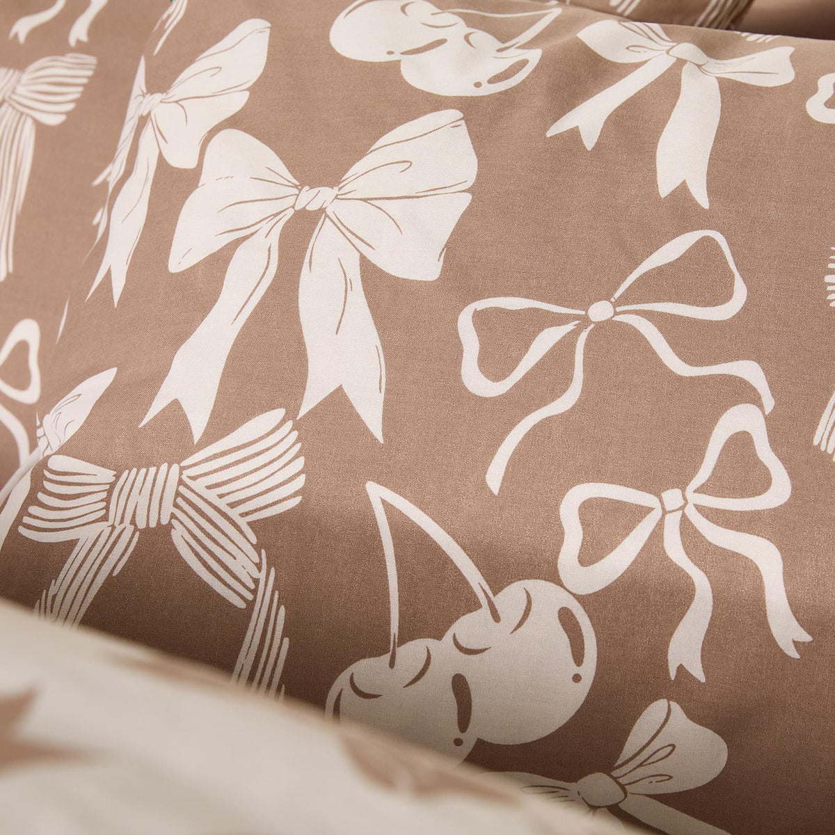 OHS Bow Reversible Duvet Cover Set with Pillowcase Polycotton Microfibre Bedding