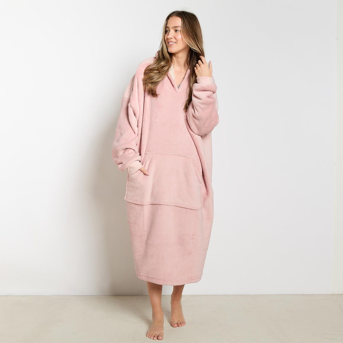 OHS Extra Long Hoodie Blanket Oversized Soft Sherpa Fleece Giant Sweatshirt