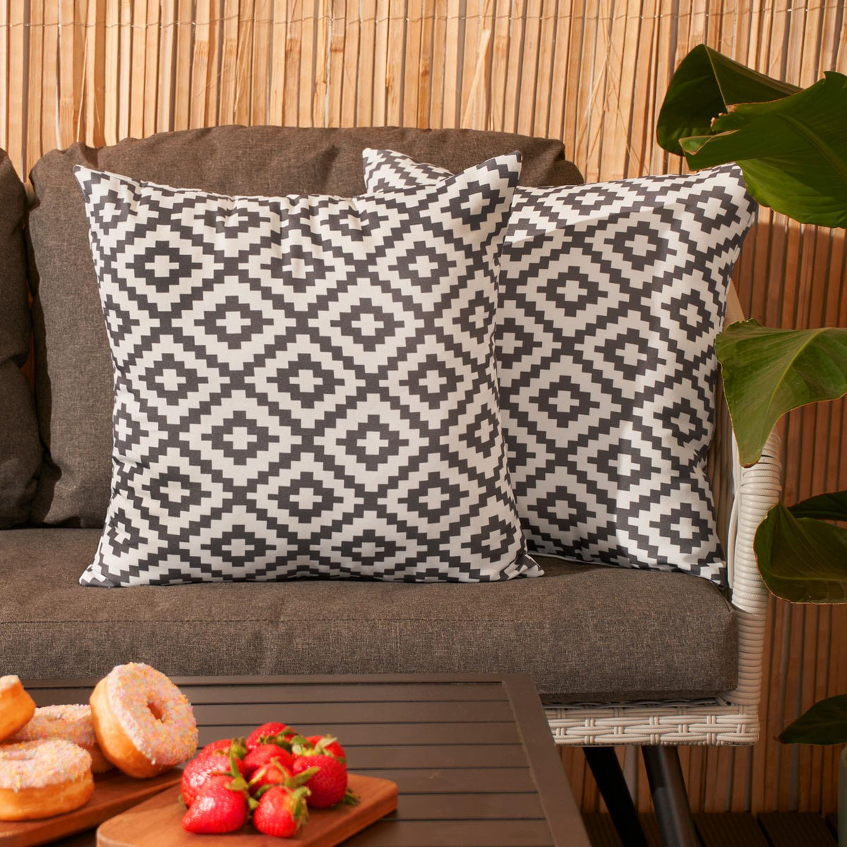 OHS Print Outdoor Cushion Covers Garden Water Resistant Filled Inserts Seat Set
