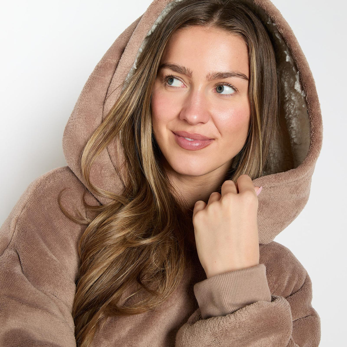 OHS Extra Long Hoodie Blanket Oversized Soft Sherpa Fleece Giant Sweatshirt
