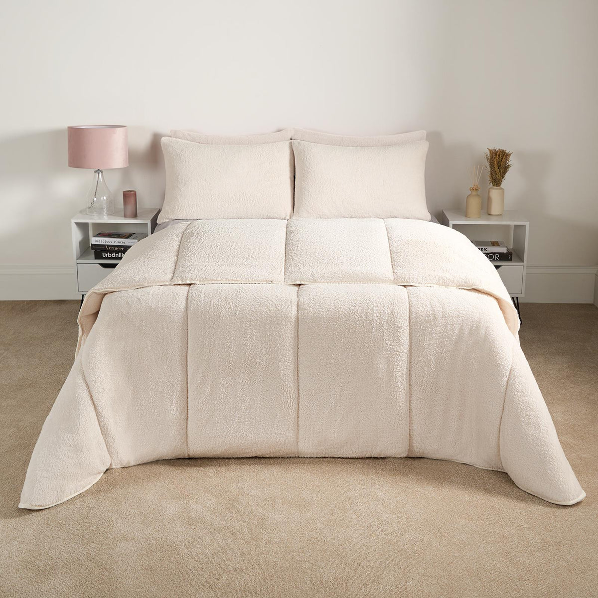 OHS Coverless Duvet 10.5 TOG Teddy Fleece Pillowcase Bedding Set Double King