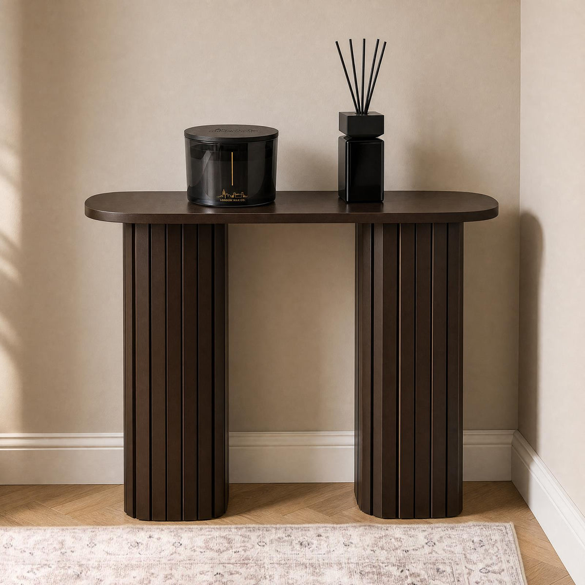 OHS Madison Console Table Ribbed Engineered Wood Entryway Display Unit Decor