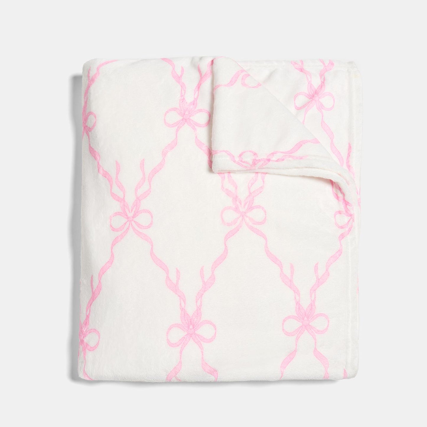 OHS Bow Lattice Throw Ultra Soft Blanket Flannel Fleece Lightweight Bedspread