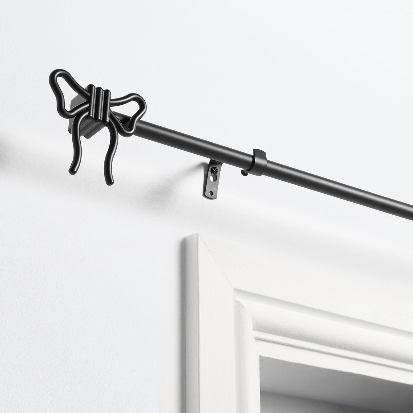 OHS Bow Curtain Pole Extendable 70-220cm Metal 16mm Finnials Decor