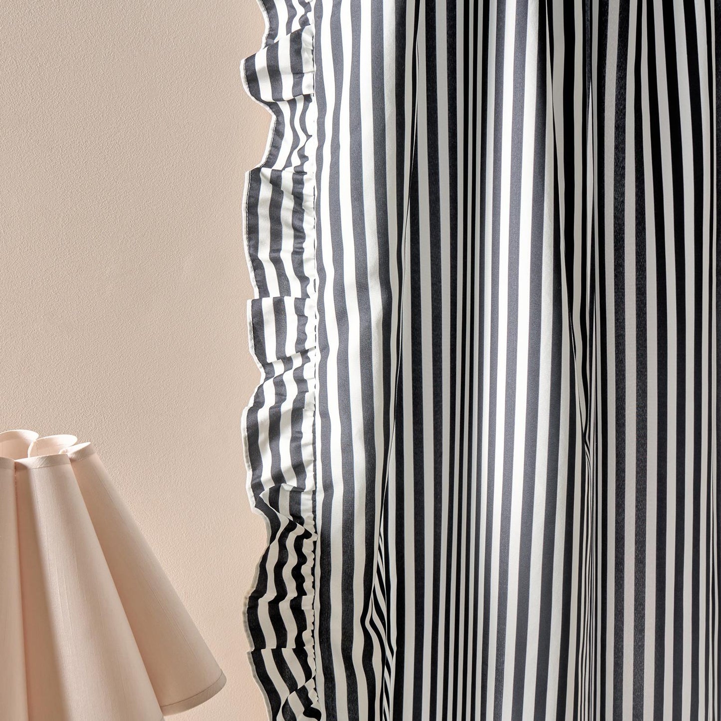 OHS Stripe Frill Voile Net Curtains 2 Window Panels Sheer Rod Slot Top Pair Set