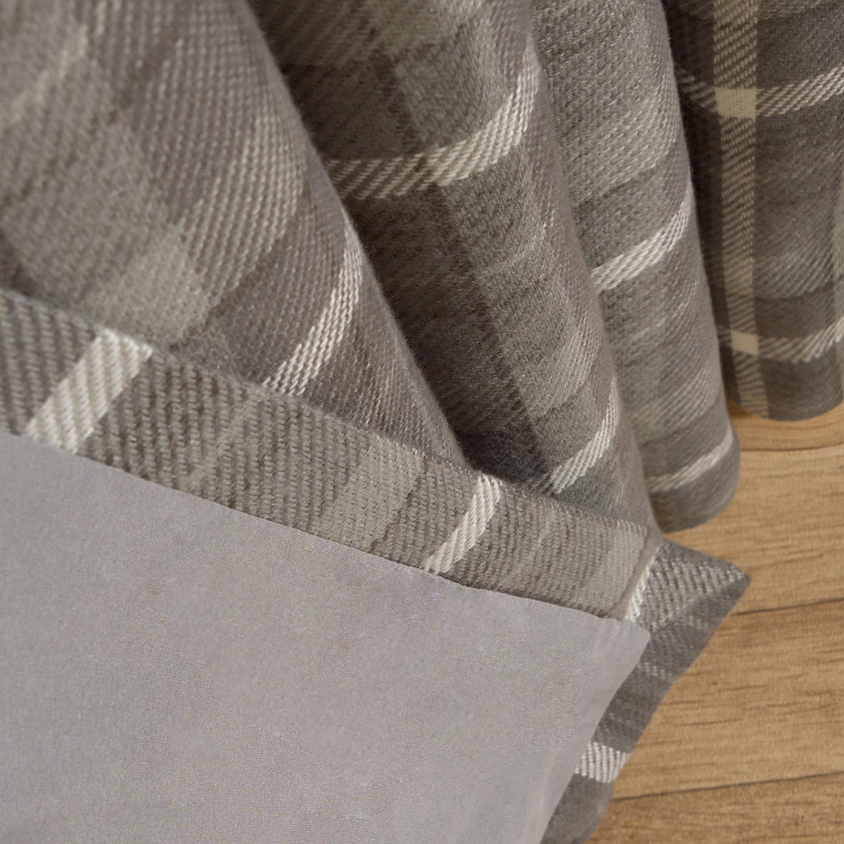 OHS Check Eyelet Curtains Pair Thermal Ring Top Textured Woven Ready Made