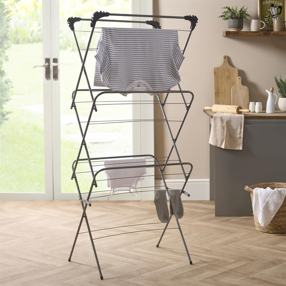 OHS 3 Tier Clothes Dryer Airer Foldable Clothing Drying Rack 15m