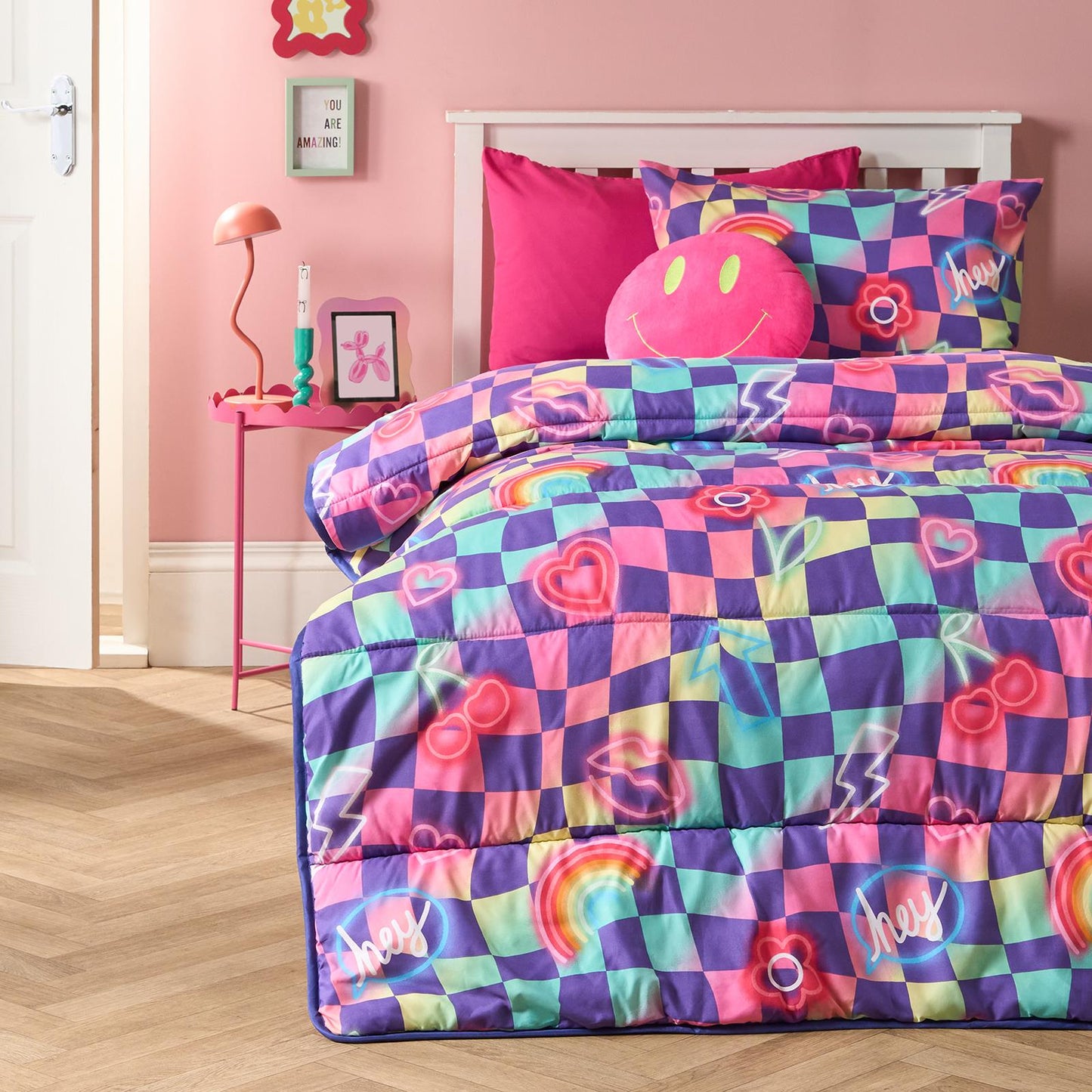 OHS Kids Checkerboard Bedding Set with Pillowcase Duvet Cover OR Coverless