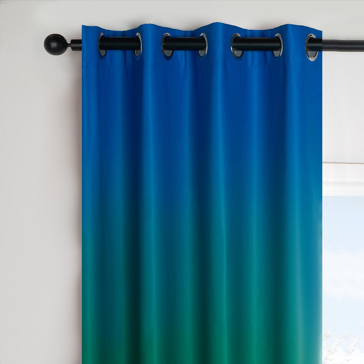 Ombre Eyelet Blackout Kids Curtains Pair of Ring Top Rainbow Ready Made Panels