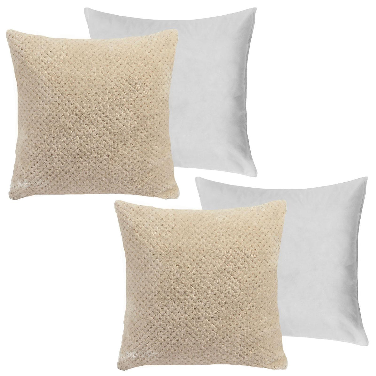 OHS Waffle Fleece Cushion Covers 2/4 Pack Soft Filler Decor