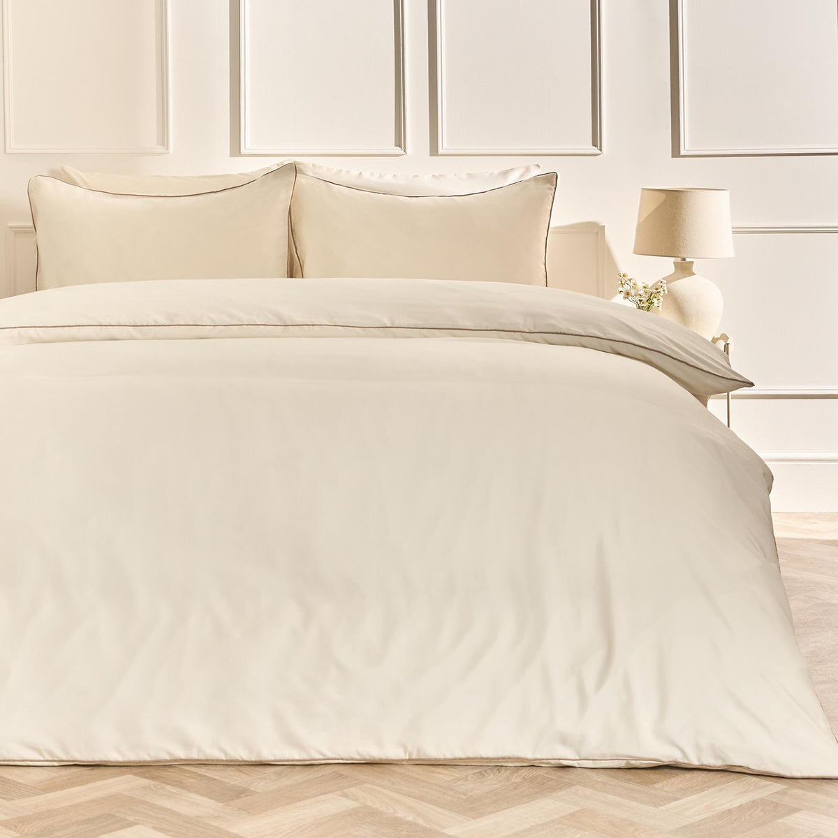 OHS Piped Edge Duvet Cover Set Soft Quilt Pillowcase Bedding Double King Size