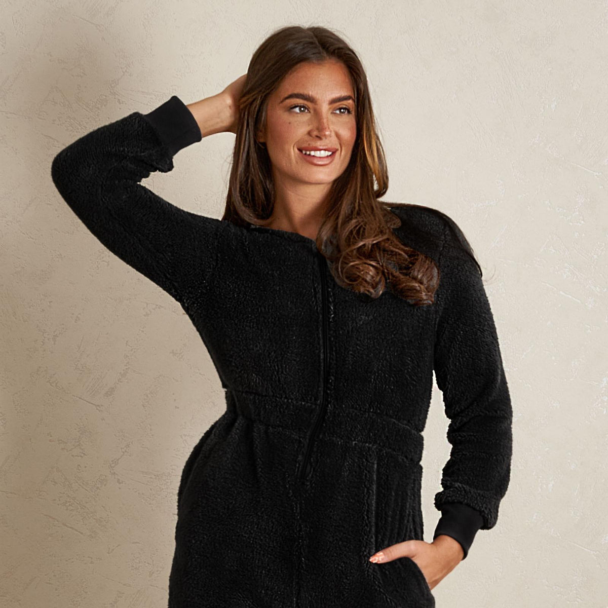 OHS Jumpsuit Teddy Fleece Long Elasticated Waist 1Onesie Warm Soft PJ Loungewear