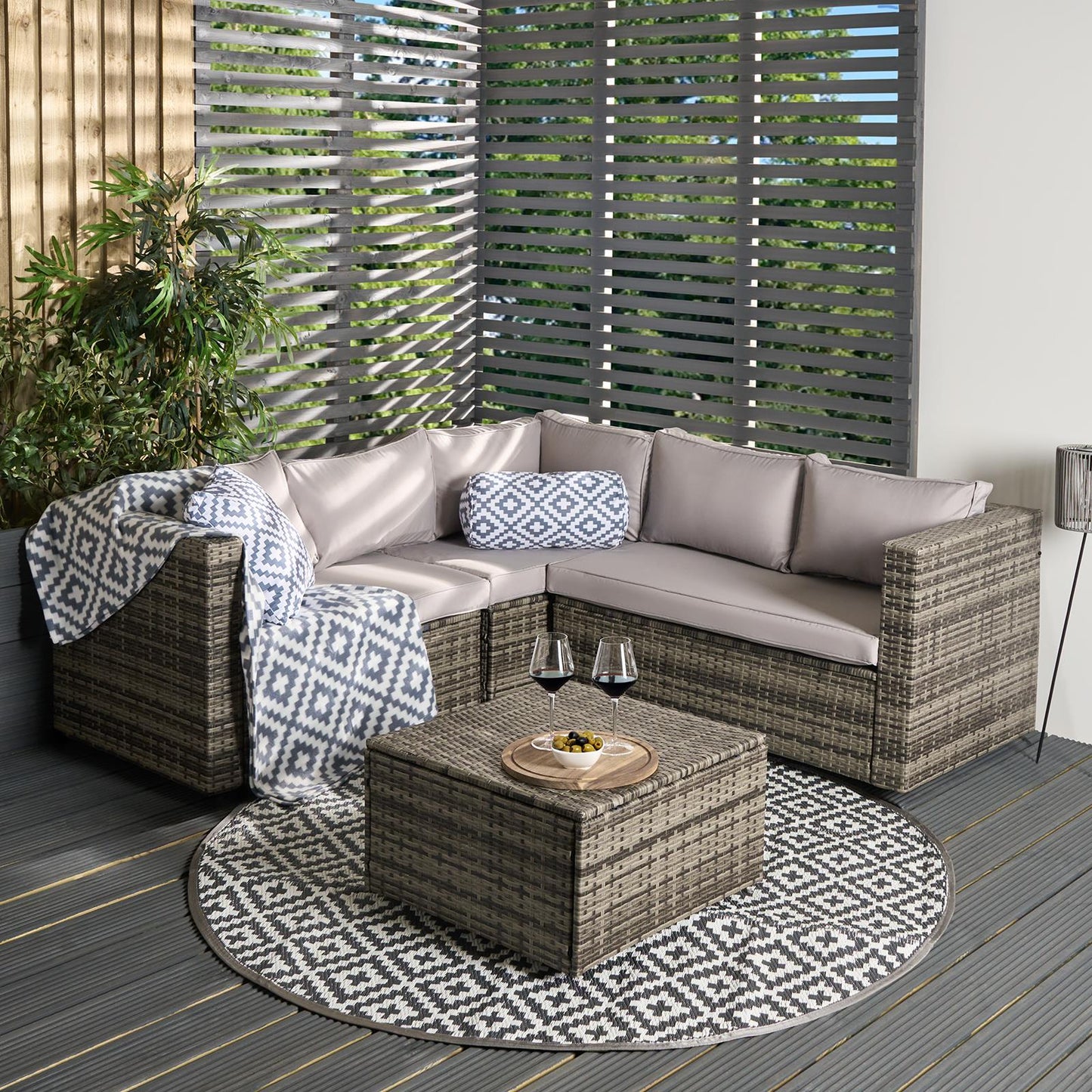 OHS Tuscany Garden Sofa Set 5 Seater Rattan Couch Table Patio L Shape Settee