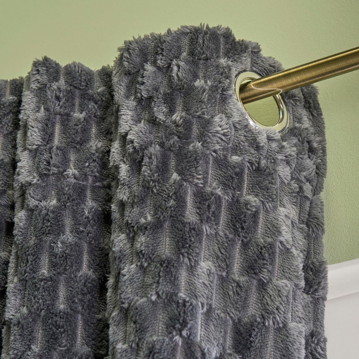 OHS Waffle Fleece Curtains Thermal Insulated Eyelet Blackout