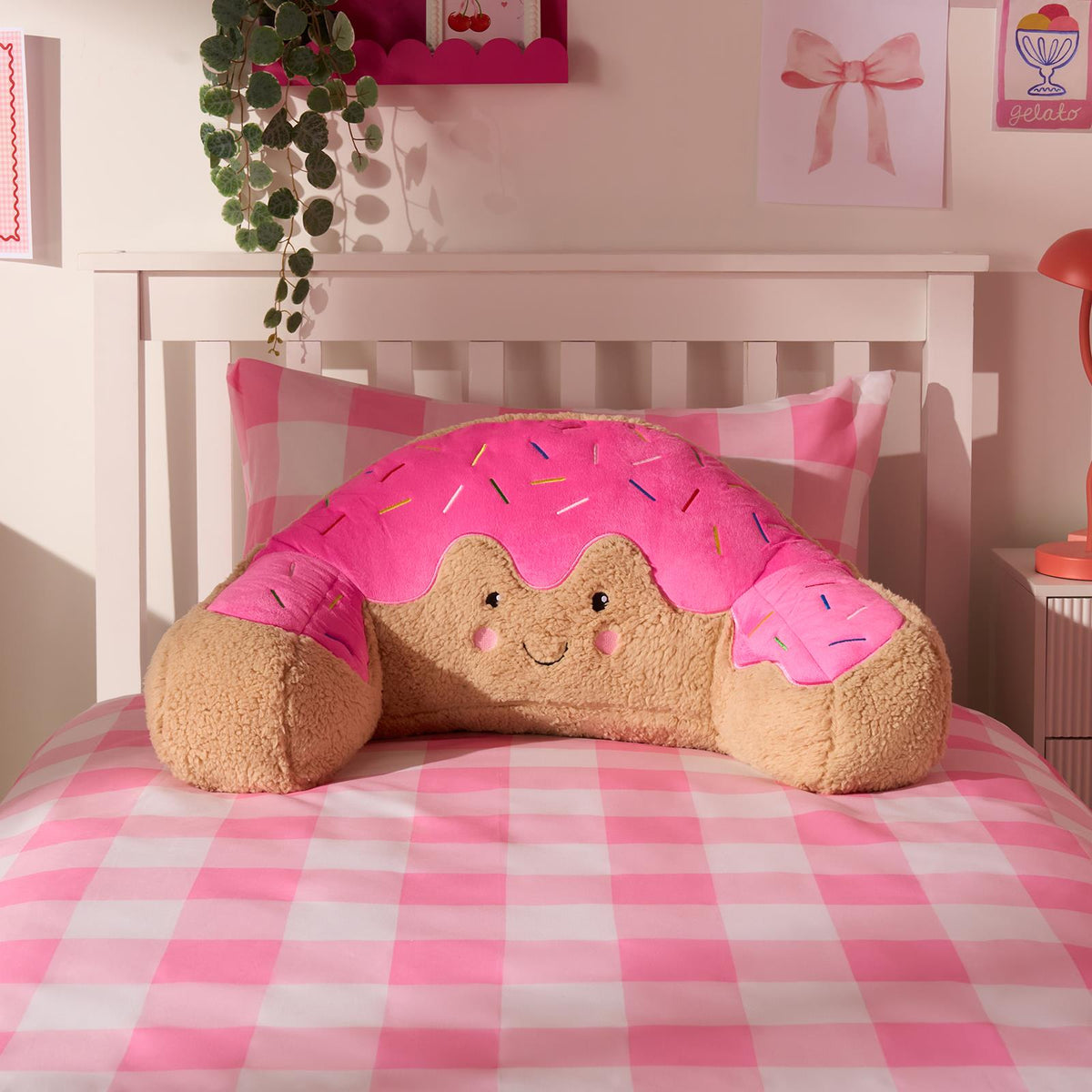 OHS Character Cuddle Cushion Soft Fleece Reading Pillow with Arms Bed Chair