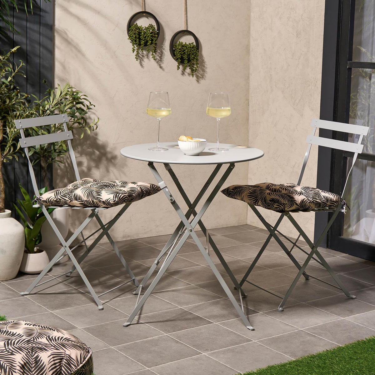 OHS Seat Pads 2 Water Resistant Outdoor Cushions Garden Chair Covers Ties