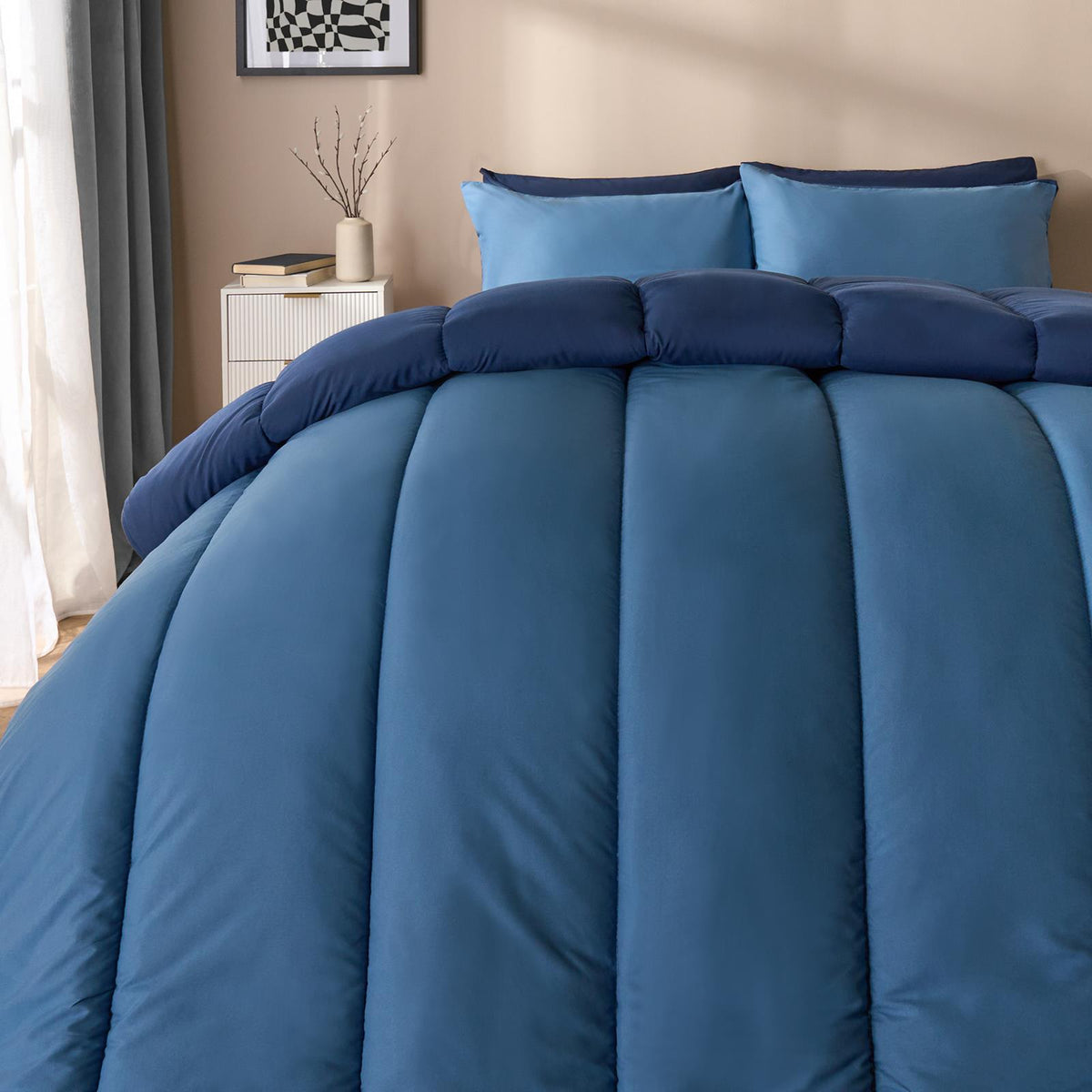 OHS Coverless Duvet & Pillowcase 10.5 Tog Bedding Set Easy Care Reversible