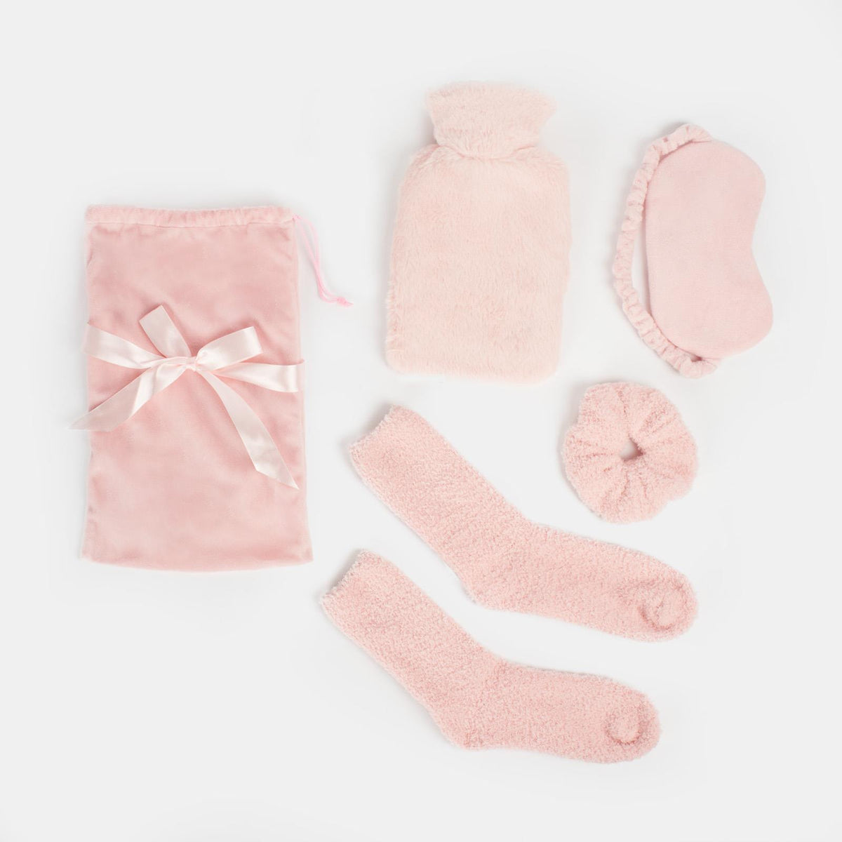OHS Hot Water Bottle Gift Set Winter Warm Socks Eye Mask Scrunchie