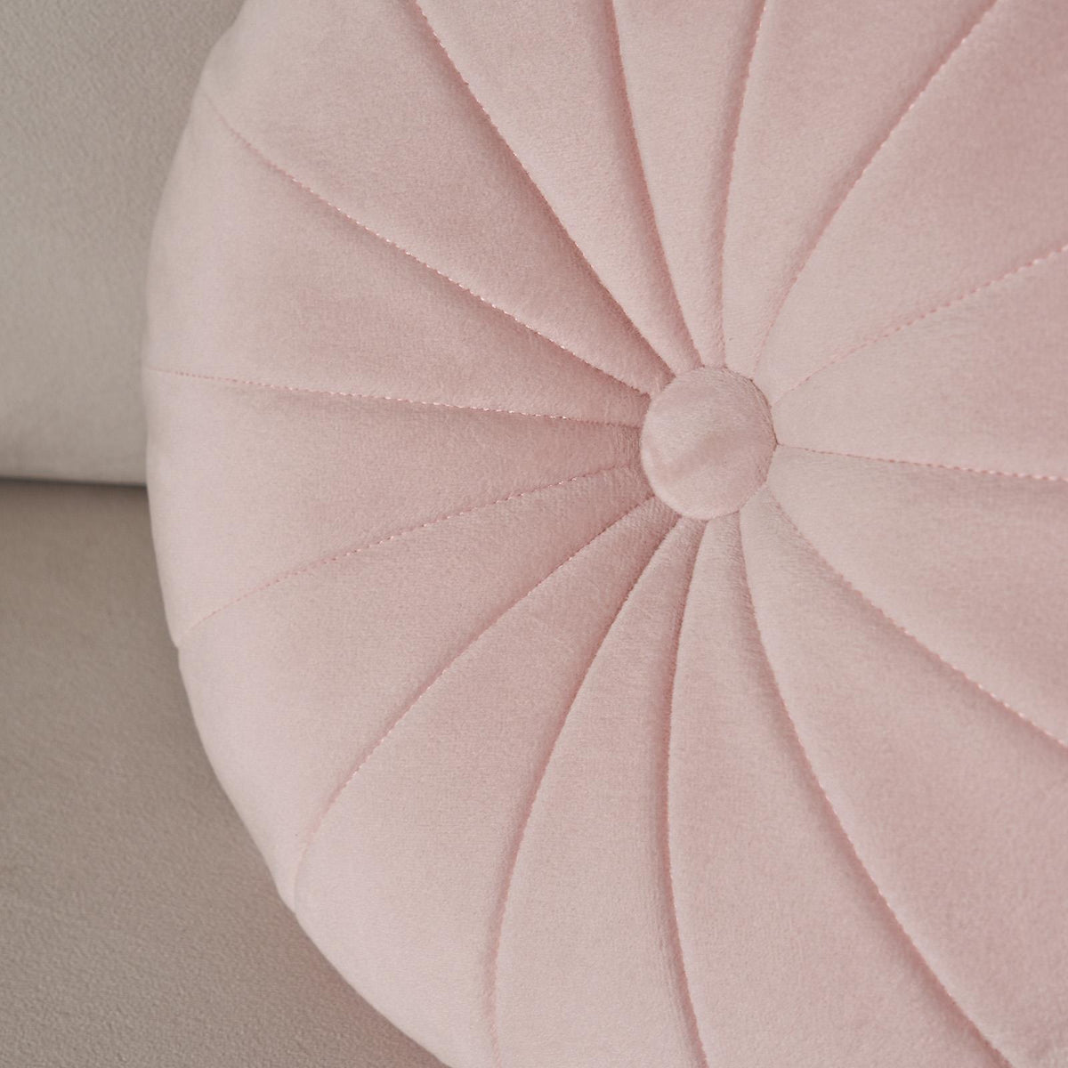 OHS Velvet Filled Cushion Round Bedroom Decor Scatter Chair Sofa Button Pillow