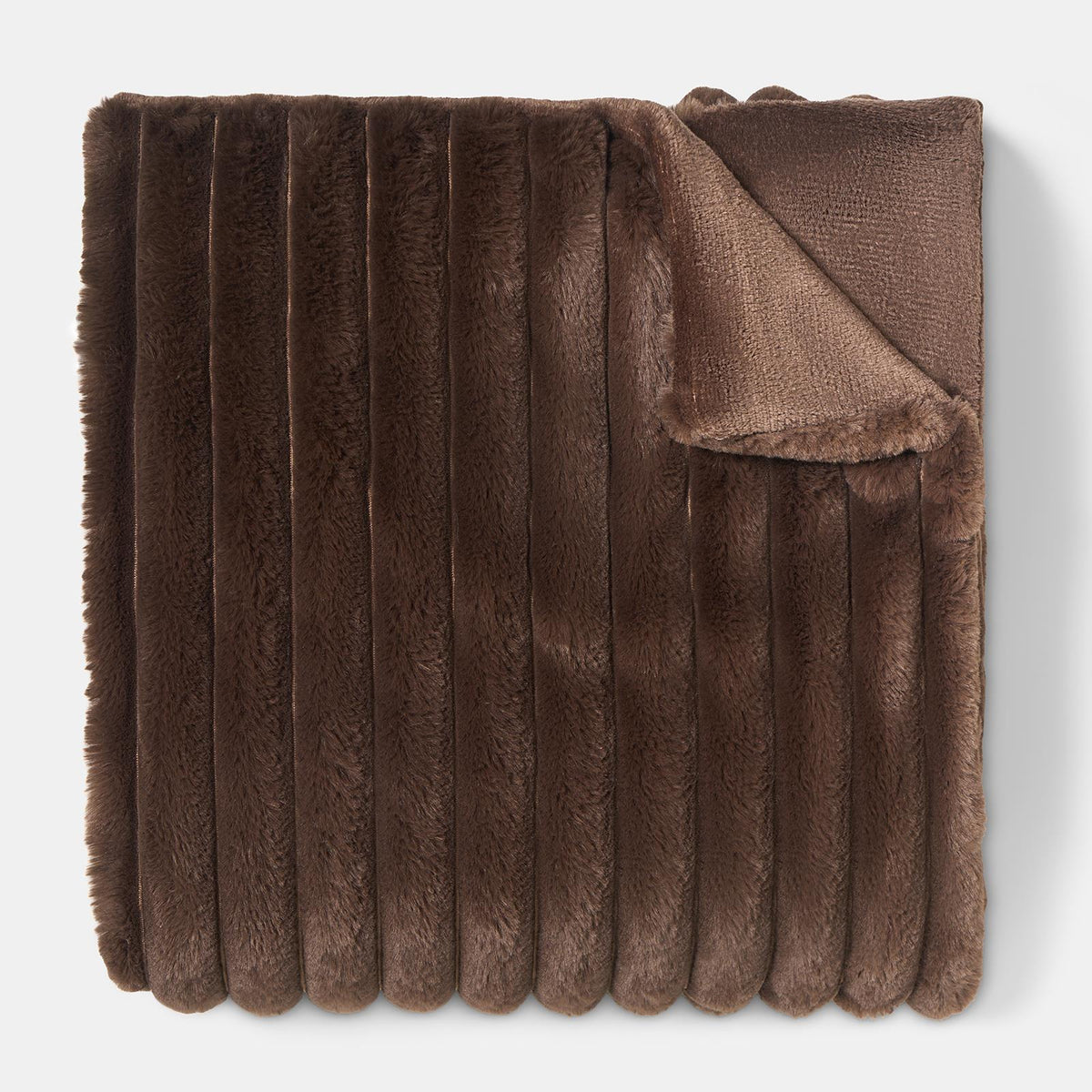OHS Faux Fur Ribbed Fleece Throw Over Bed Blanket Warm Supersoft
