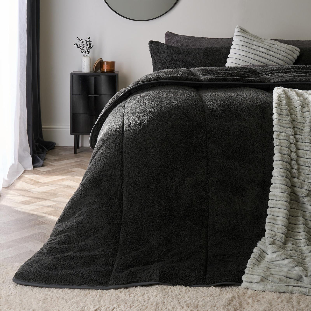 OHS Coverless Duvet 10.5 TOG Teddy Fleece Pillowcase Bedding Set Double King