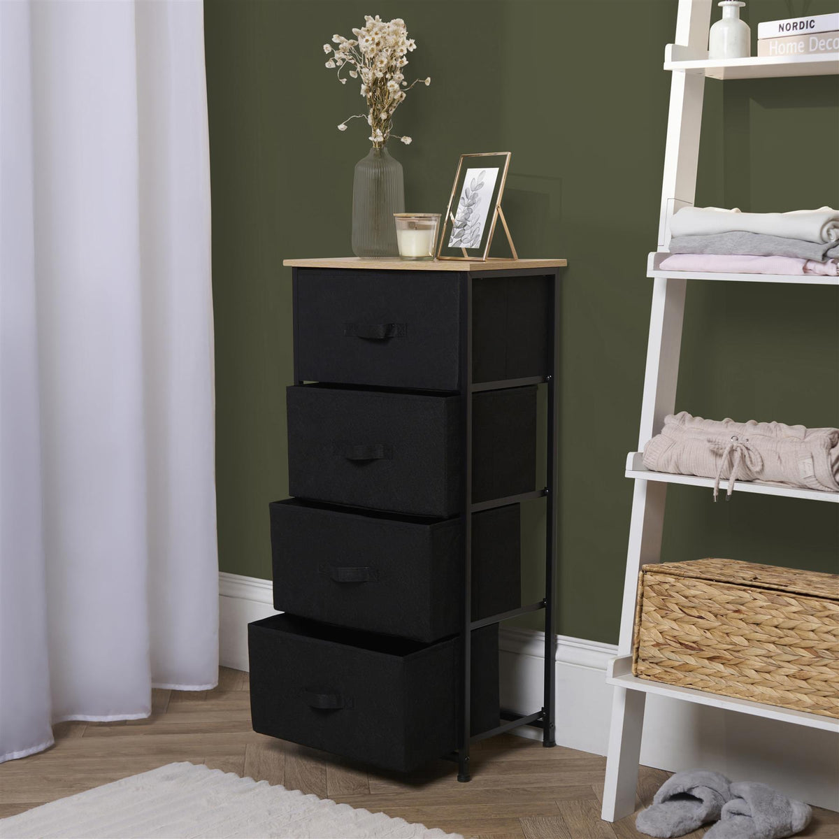 OHS Fabric Cabinet Bedside 2/3/4/5/6 Drawers Storage Unit Clothes Home Organiser