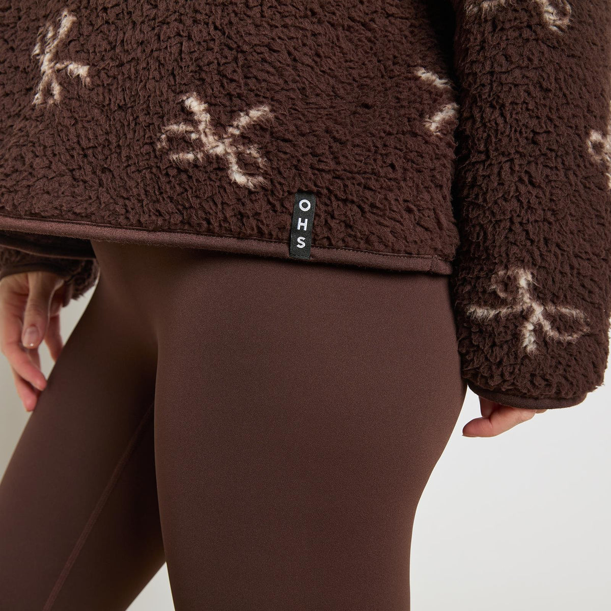 OHS Bows Half Zip Hoodie Teddy Fleece Winter Thermal Jumper Pullover Sweatshirt