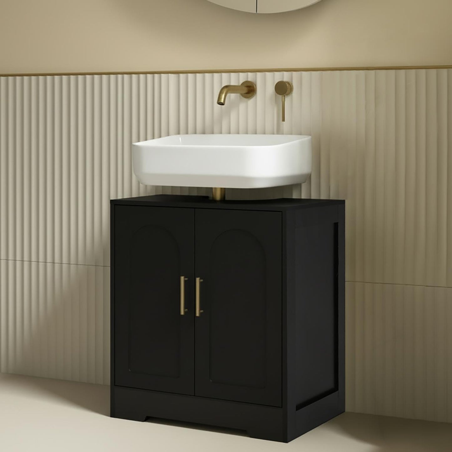 OHS Arch Under Sink Bathroom Cabinet with 2 Doors Wooden Under Basin Storage