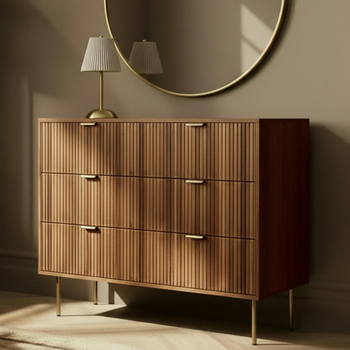 OHS Ribbed Drawer Unit Bedside Table 3/4/5/6 Draw Cabinet Nightstand Sideboard