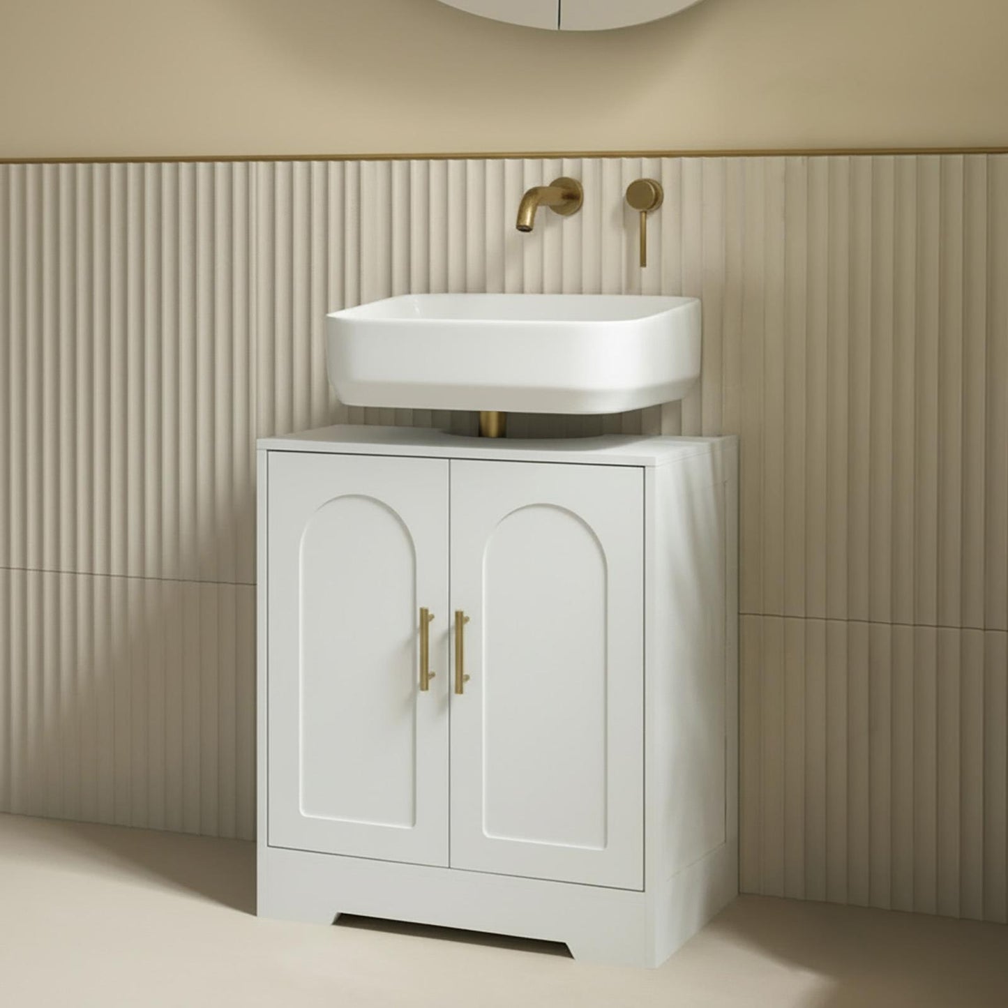 OHS Arch Under Sink Bathroom Cabinet with 2 Doors Wooden Under Basin Storage