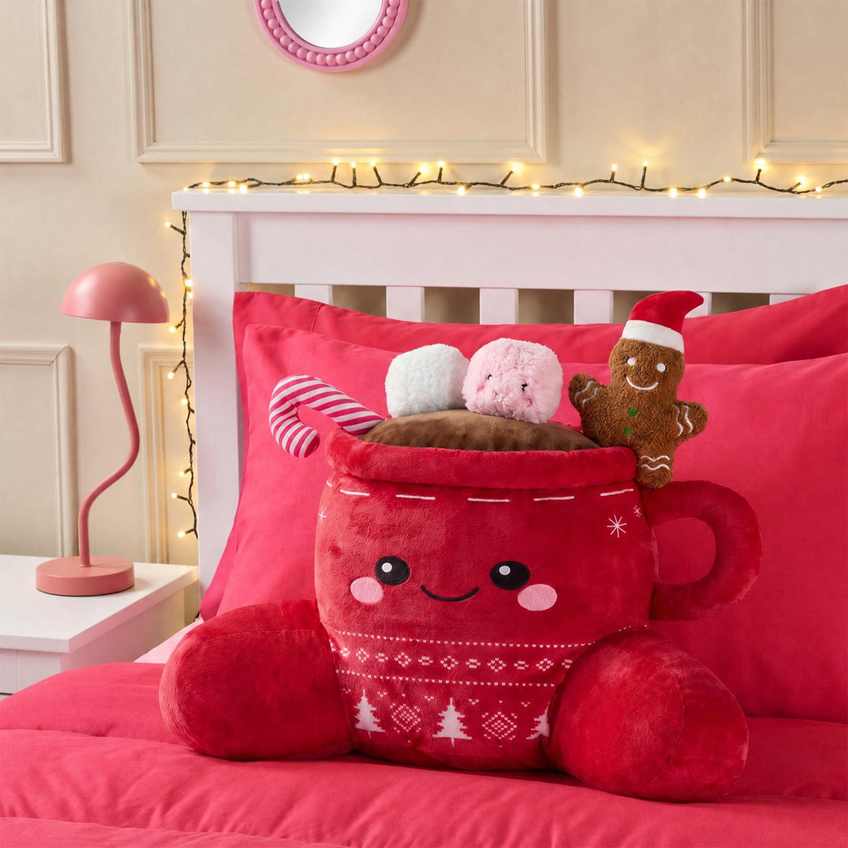 OHS Character Cuddle Cushion Soft Fleece Reading Pillow with Arms Bed Chair