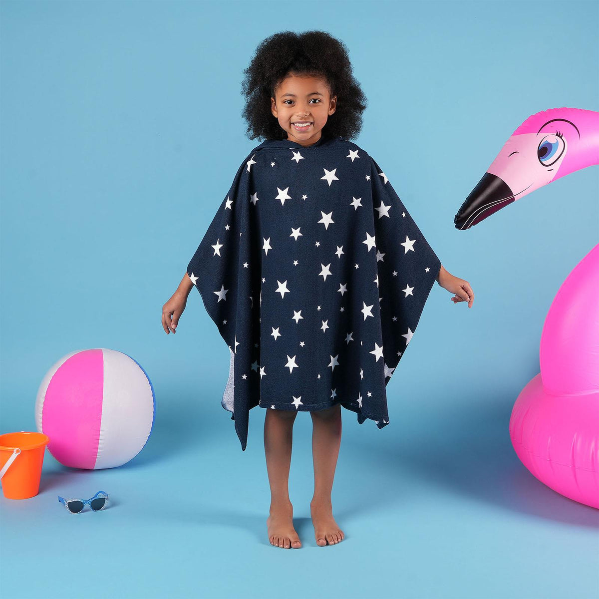 Dreamscene Star Kids Hooded Poncho Towel Childrens Beach Swimming Changing Robe