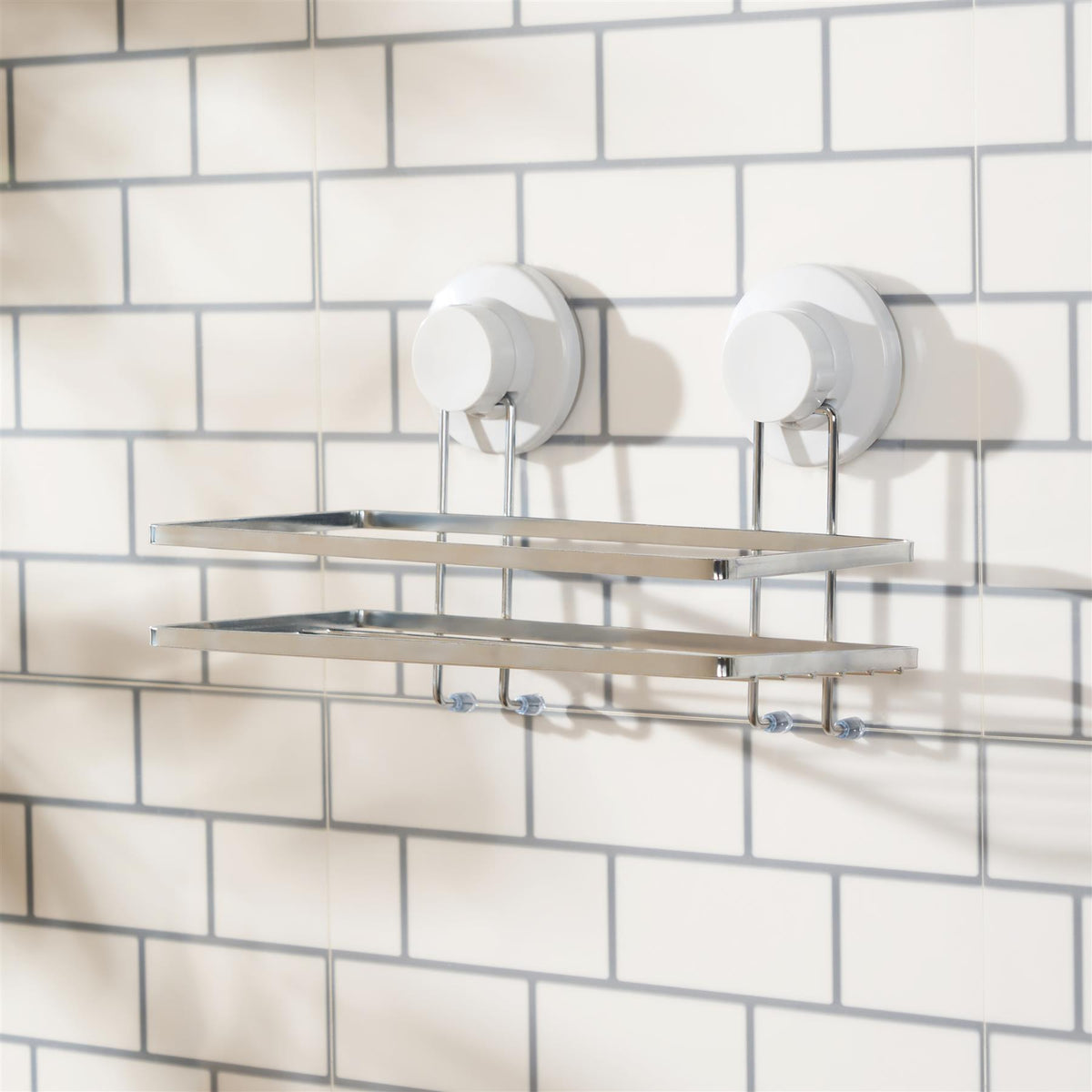OHS Suction Shower Caddy Organiser Wall Mounted Bathroom Shelf Rust Resistant