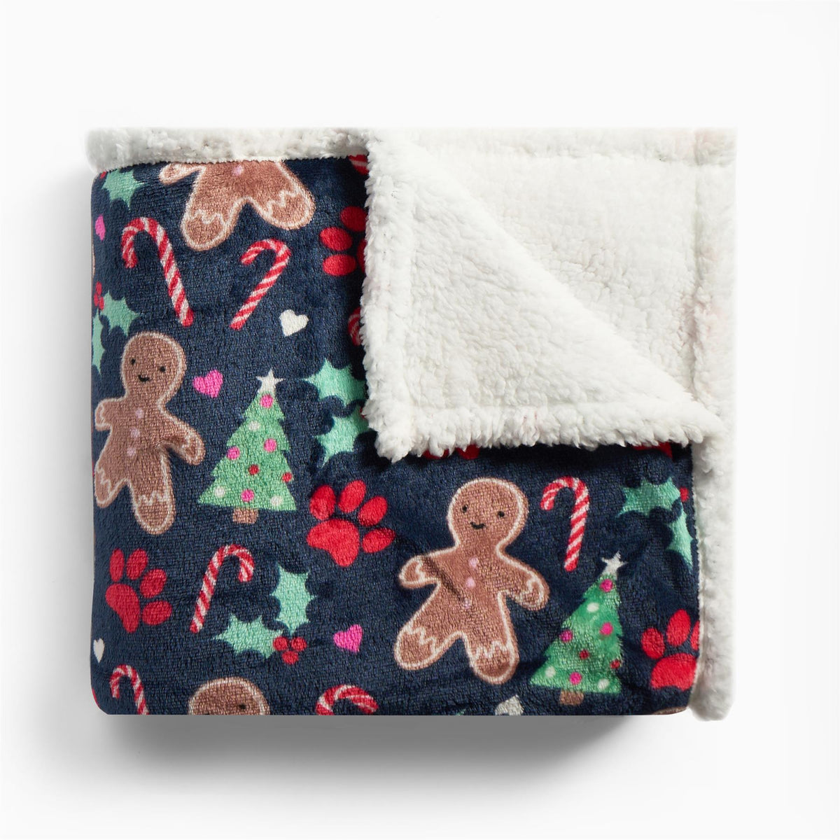 OHS Paw Pet Blanket Reversible Sherpa Fleece Dog Cats Thermal Calming Throw