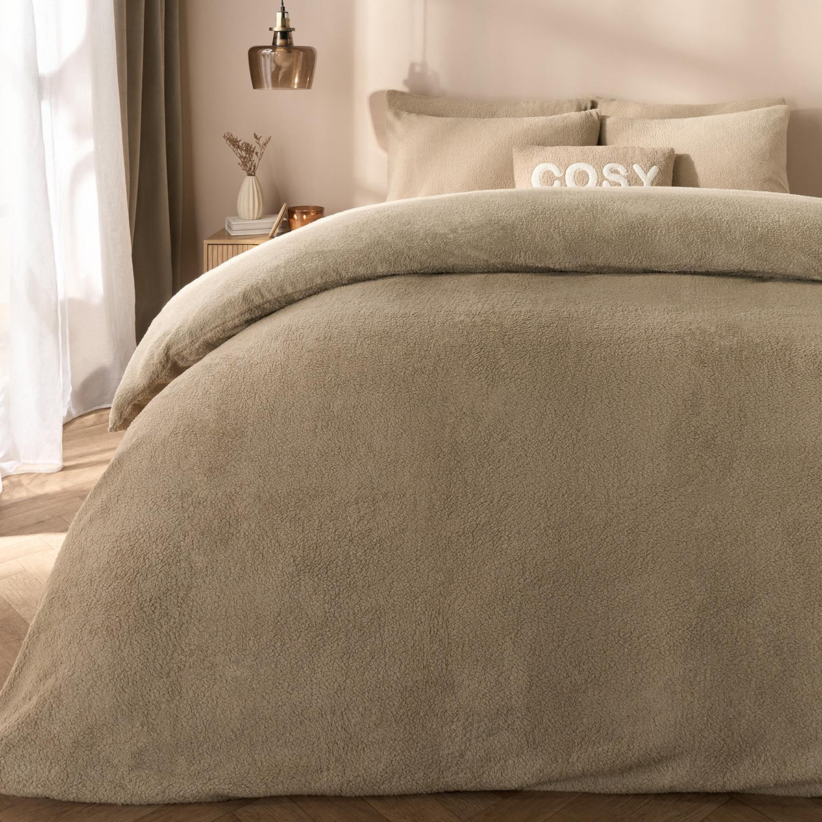 OHS Teddy Fleece Duvet Cover with Pillow Case Thermal Warm Bedding Set