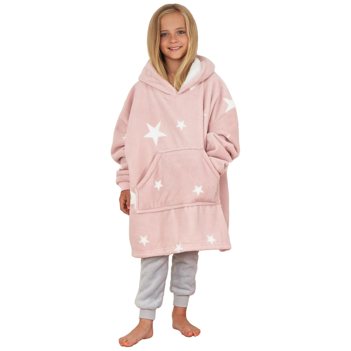 Kids Hoodie Blanket Oversized Sherpa Fleece Jumper Sweatshirt Soft Warm Throw