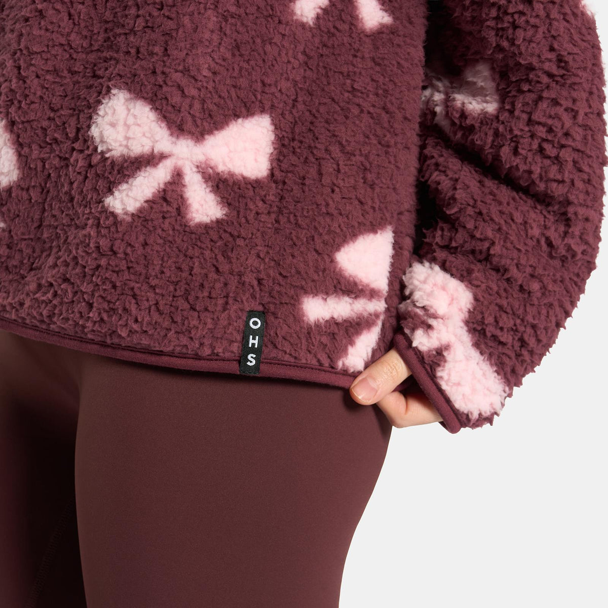 OHS Print Teddy Fleece Half Zip Jumper Womens Pullover Sweatshirt Long Sleeve