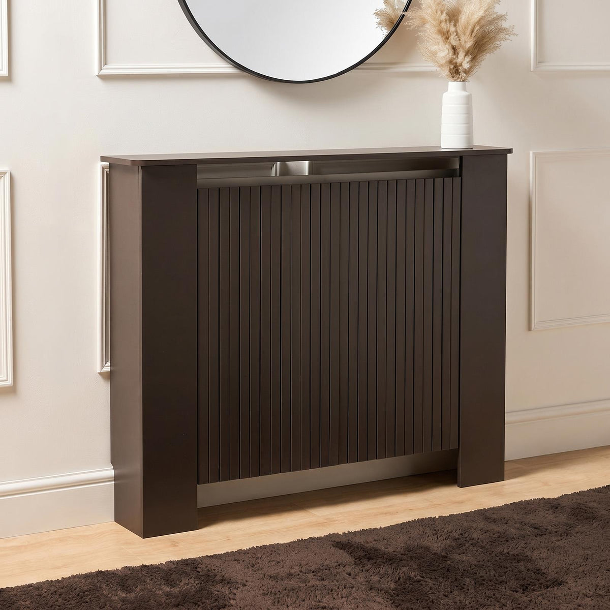 OHS Ribbed Radiator Cover Slatted Engineered Wood Side Board S M L Cabinet Shelf
