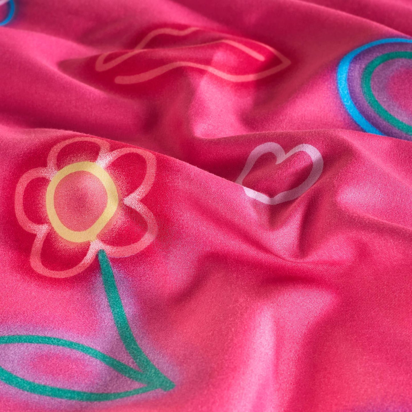 OHS Neon Lights Bedding Reversible Kids Duvet Cover Set with Pillowcase