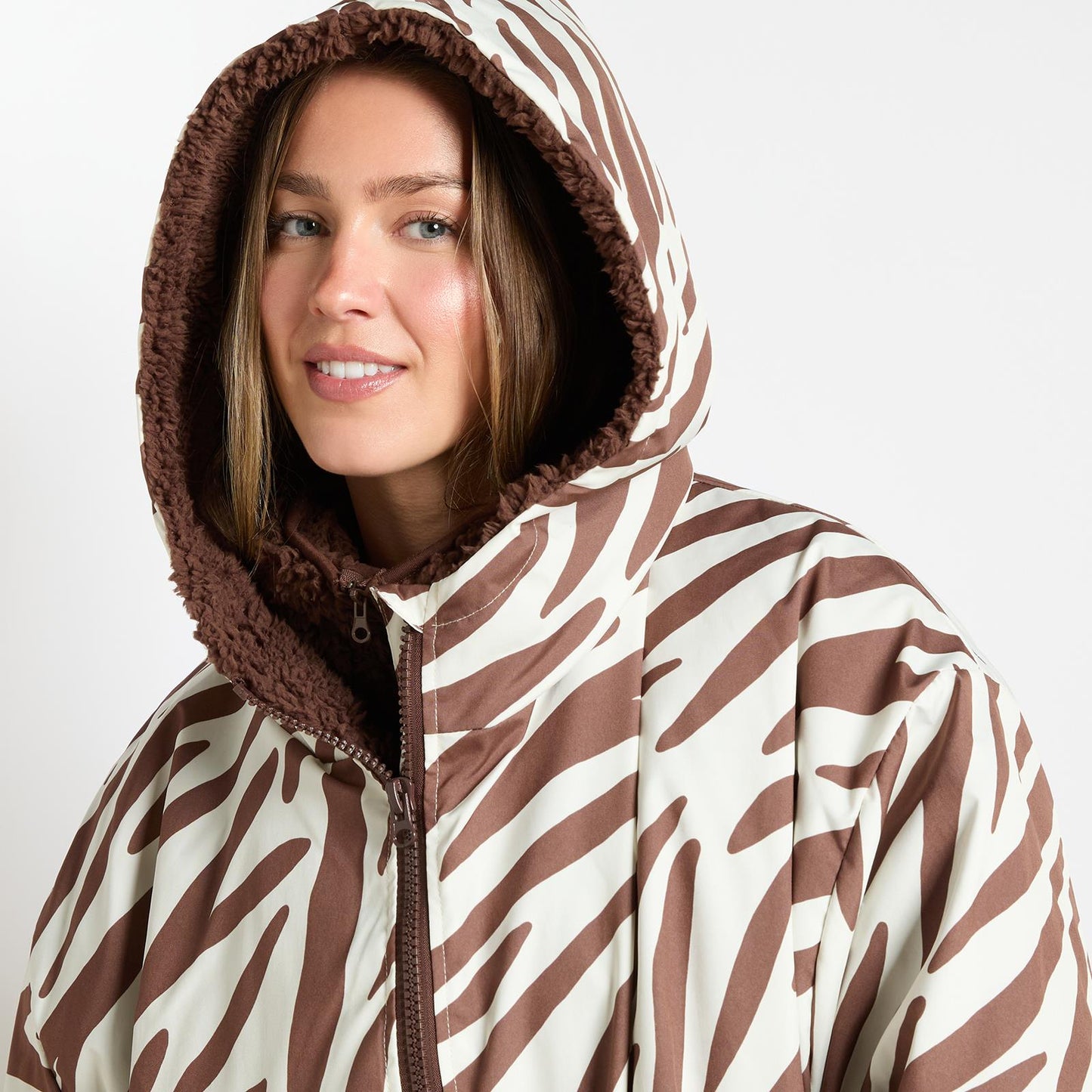 OHS Coat Drying Robe Animal Print Sherpa Lined Water Resistant Oversized