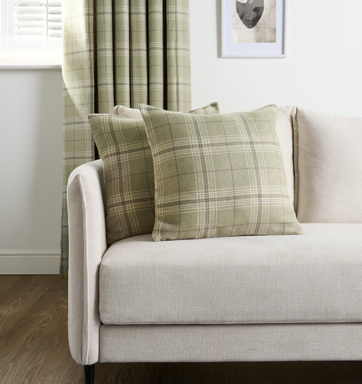 OHS Woven Check Cushion Covers 2 Pack Cases Luxury Home Decor