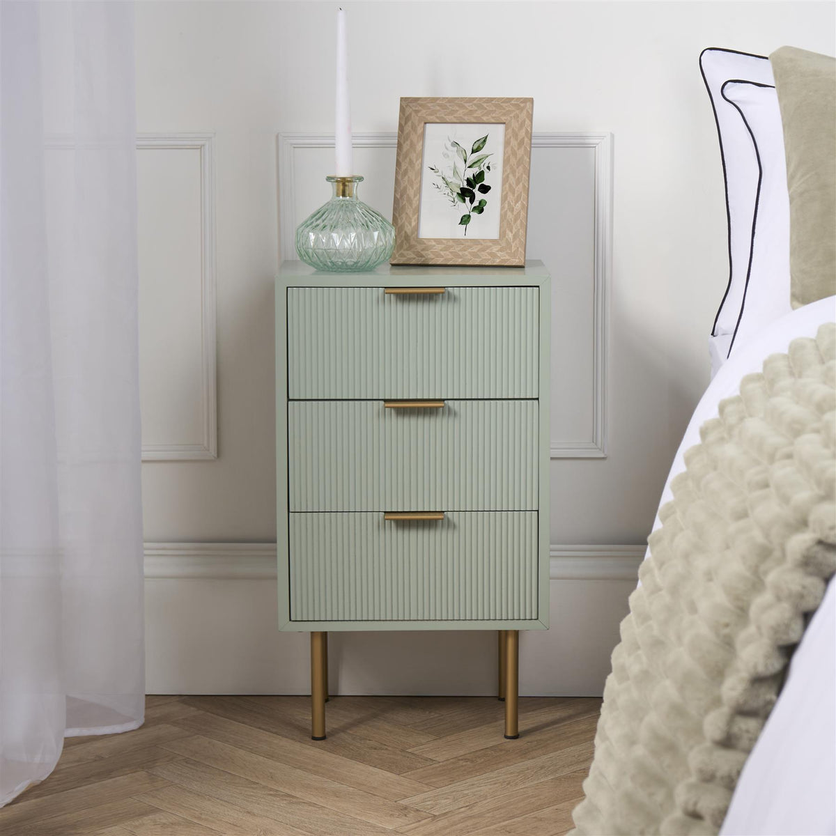 OHS Ribbed Drawer Unit Bedside Table 3/4/5/6 Draw Cabinet Nightstand Sideboard