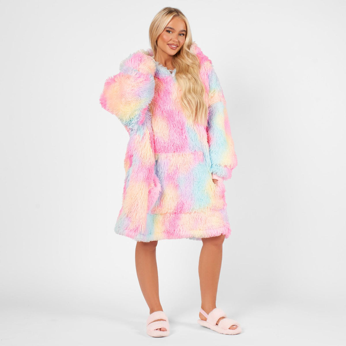Sienna Fluffy Shaggy Hoodie Blanket Oversize Sherpa Plush Fleece Warm Soft Throw