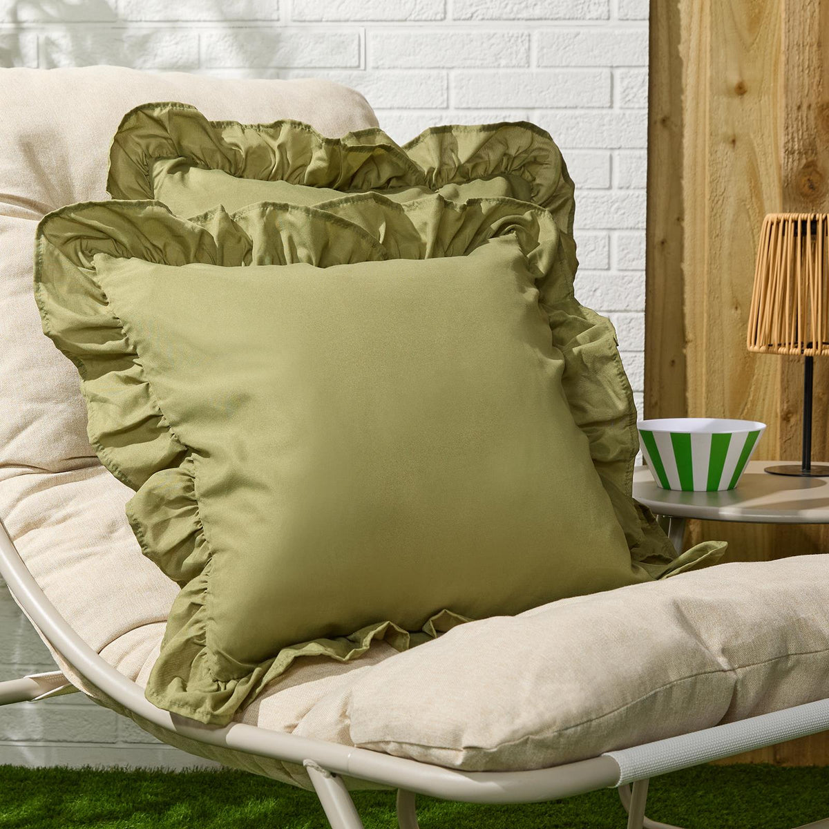 OHS Frill Cushion Covers Faux Linen Soft Square Pillowcases Home Decor Multipack