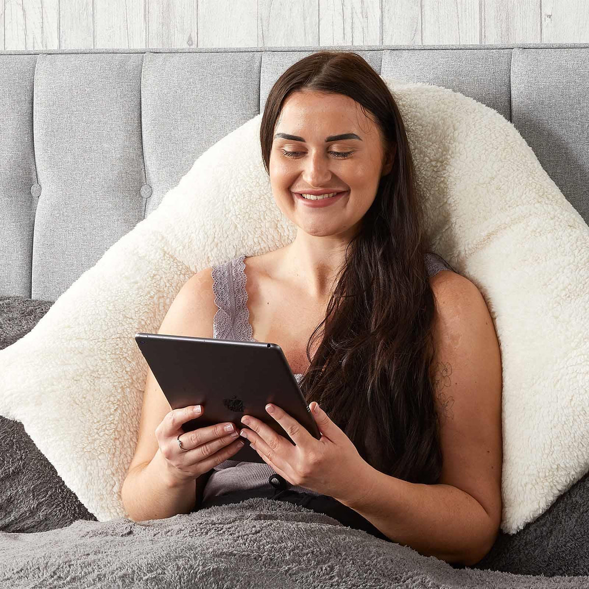 Teddy Fleece V Shaped Pillow Body Neck Support Pregnancy Orthopaedic Cushion
