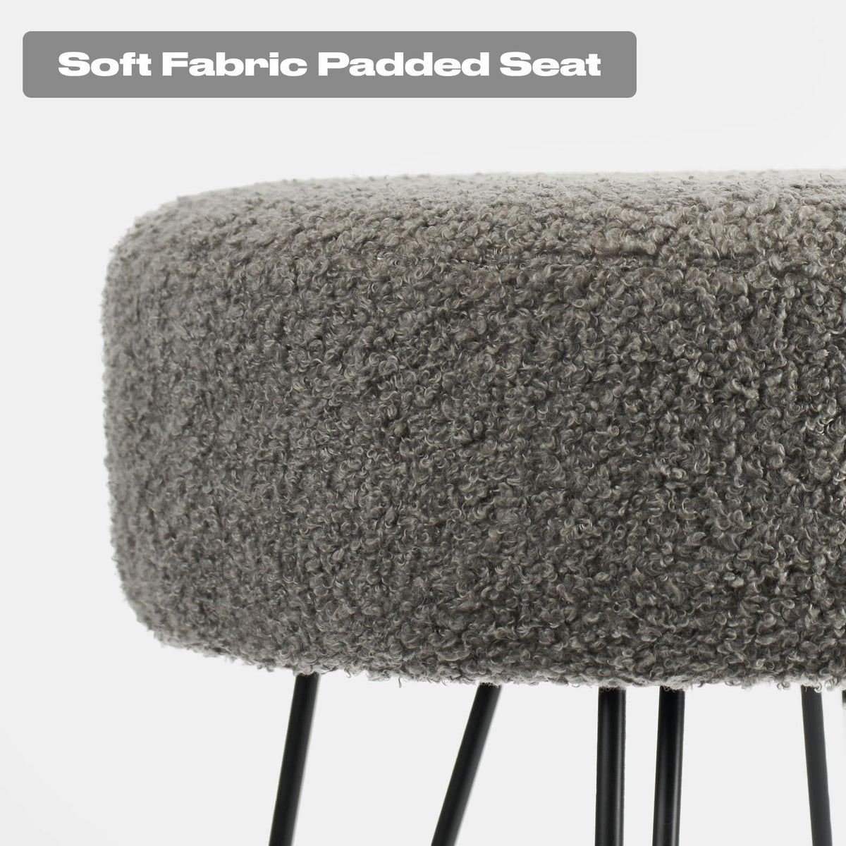 Stool Boucle Fleece Chair Dressing Table Vanity Seat Pouffe Home Spa Foot Rest